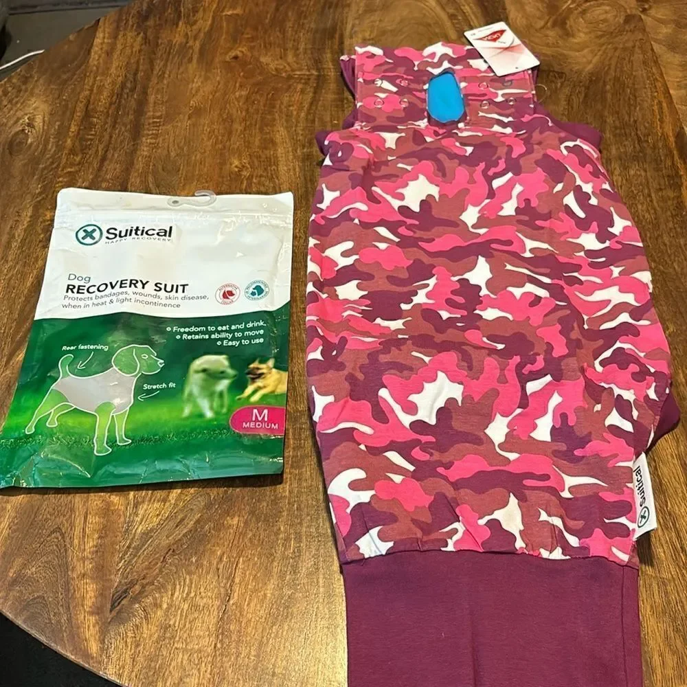 Suitical Dog Surgery Recovery Suit with Clip-Up System - pink camo